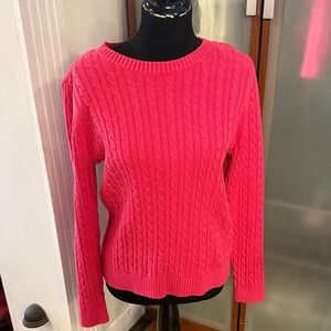New with Tags Lands' End Vibrant Pink Cable Knit Sweater 10-12